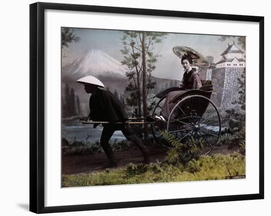 Young Japanese Woman in a Rickshaw, C.1890 (Coloured Photo)-Kusakabe Kimbei-Framed Giclee Print