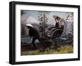 Young Japanese Woman in a Rickshaw, C.1890 (Coloured Photo)-Kusakabe Kimbei-Framed Giclee Print