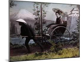 Young Japanese Woman in a Rickshaw, C.1890 (Coloured Photo)-Kusakabe Kimbei-Mounted Giclee Print