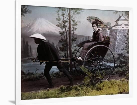 Young Japanese Woman in a Rickshaw, C.1890 (Coloured Photo)-Kusakabe Kimbei-Framed Giclee Print