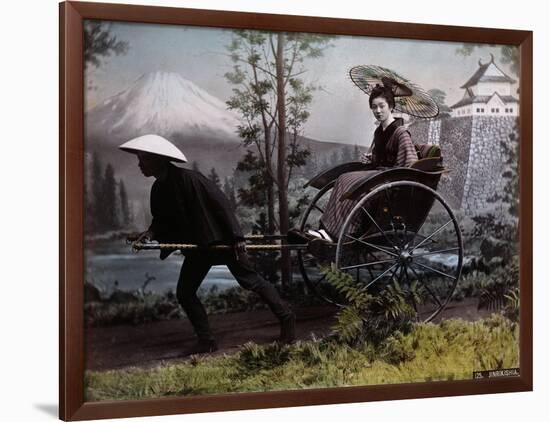 Young Japanese Woman in a Rickshaw, C.1890 (Coloured Photo)-Kusakabe Kimbei-Framed Giclee Print