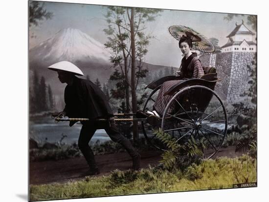 Young Japanese Woman in a Rickshaw, C.1890 (Coloured Photo)-Kusakabe Kimbei-Mounted Giclee Print