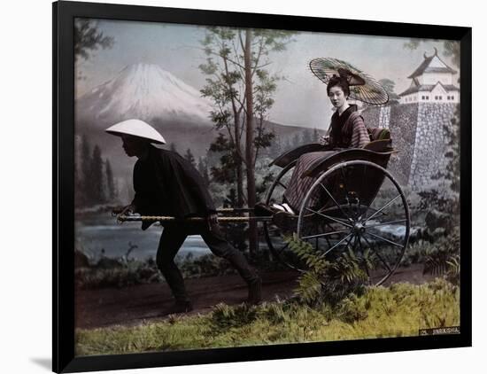 Young Japanese Woman in a Rickshaw, C.1890 (Coloured Photo)-Kusakabe Kimbei-Framed Giclee Print