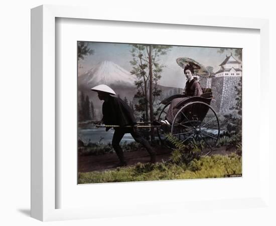 Young Japanese Woman in a Rickshaw, C.1890 (Coloured Photo)-Kusakabe Kimbei-Framed Giclee Print