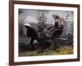 Young Japanese Woman in a Rickshaw, C.1890 (Coloured Photo)-Kusakabe Kimbei-Framed Giclee Print