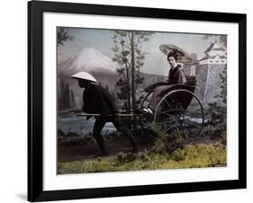 Young Japanese Woman in a Rickshaw, C.1890 (Coloured Photo)-Kusakabe Kimbei-Framed Giclee Print