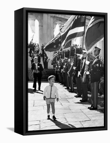 Young John Kennedy Jr, the President's Son, 'Inspects' the Honor Guard-null-Framed Stretched Canvas