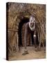 Young Karo Girl in the Doorway of Her Hut in the Village of Duss, Omo River, Southwestern Ethiopia-John Warburton-lee-Stretched Canvas