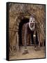 Young Karo Girl in the Doorway of Her Hut in the Village of Duss, Omo River, Southwestern Ethiopia-John Warburton-lee-Framed Stretched Canvas