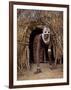 Young Karo Girl in the Doorway of Her Hut in the Village of Duss, Omo River, Southwestern Ethiopia-John Warburton-lee-Framed Photographic Print