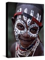Young Karo Girl Shows Off Her Attractive Make Up, Omo River, Southwestern Ethiopia-John Warburton-lee-Stretched Canvas
