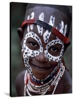 Young Karo Girl Shows Off Her Attractive Make Up, Omo River, Southwestern Ethiopia-John Warburton-lee-Stretched Canvas