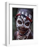 Young Karo Girl Shows Off Her Attractive Make Up, Omo River, Southwestern Ethiopia-John Warburton-lee-Framed Photographic Print