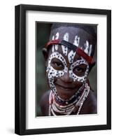 Young Karo Girl Shows Off Her Attractive Make Up, Omo River, Southwestern Ethiopia-John Warburton-lee-Framed Premium Photographic Print