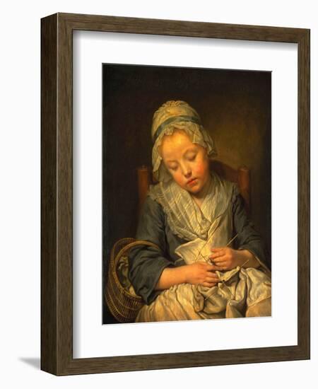 Young Knitter Asleep, C.1759-Jean Baptiste Greuze-Framed Giclee Print