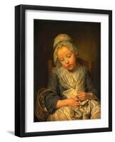 Young Knitter Asleep, C.1759-Jean Baptiste Greuze-Framed Giclee Print