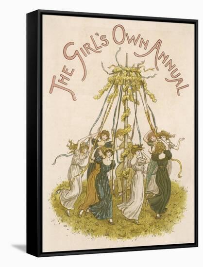 Young Ladies Dancing Around the Maypole-Kate Greenaway-Framed Stretched Canvas
