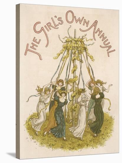 Young Ladies Dancing Around the Maypole-Kate Greenaway-Stretched Canvas