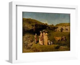 Young Ladies of the Village, 1851-2-Gustave Courbet-Framed Giclee Print