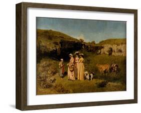 Young Ladies of the Village, 1851-2-Gustave Courbet-Framed Giclee Print