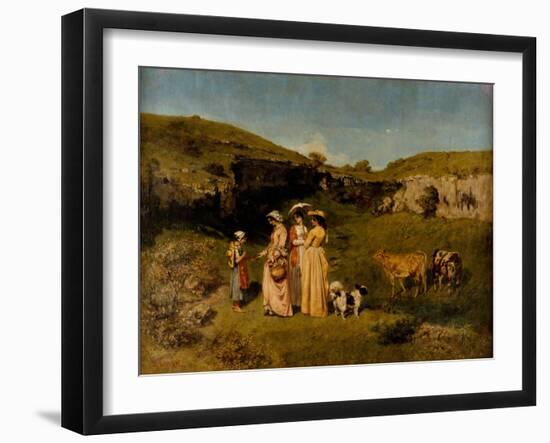 Young Ladies of the Village, 1851-2-Gustave Courbet-Framed Giclee Print