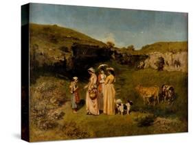 Young Ladies of the Village, 1851-2-Gustave Courbet-Stretched Canvas