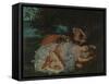 Young Ladies on the Bank of the Seine, before 1857-Gustave Courbet-Framed Stretched Canvas