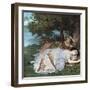 Young Ladies on the Bank of the Seine-Gustave Courbet-Framed Giclee Print