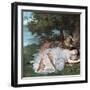 Young Ladies on the Bank of the Seine-Gustave Courbet-Framed Giclee Print