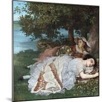 Young Ladies on the Bank of the Seine-Gustave Courbet-Mounted Giclee Print