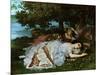 Young ladies on the banks of the Seine River. (1856).-Gustave Courbet-Mounted Giclee Print