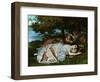 Young ladies on the banks of the Seine River. (1856).-Gustave Courbet-Framed Giclee Print