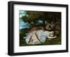 Young ladies on the banks of the Seine River. (1856).-Gustave Courbet-Framed Giclee Print