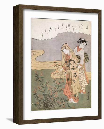 Young Lady and Maid, C1745-1770-Suzuki Harunobu-Framed Giclee Print