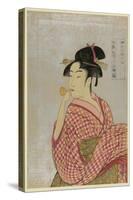 Young Lady Blowing on a Poppin-Kitagawa Utamaro-Stretched Canvas