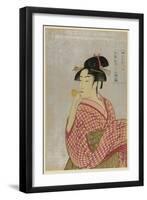 Young Lady Blowing on a Poppin-Kitagawa Utamaro-Framed Art Print