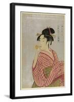 Young Lady Blowing on a Poppin-Kitagawa Utamaro-Framed Art Print