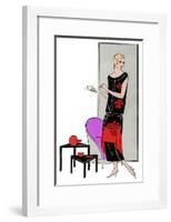 Young Lady in Black and Red Dress by Martial Et Armand-null-Framed Art Print