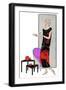 Young Lady in Black and Red Dress by Martial Et Armand-null-Framed Art Print