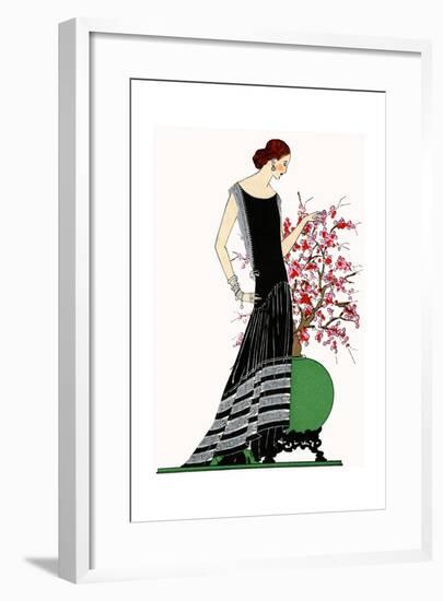 Young Lady in Black Evening Dress by Jeanne Lanvin-null-Framed Giclee Print