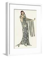 Young Lady in Evening Gown by Paul Poiret-null-Framed Art Print