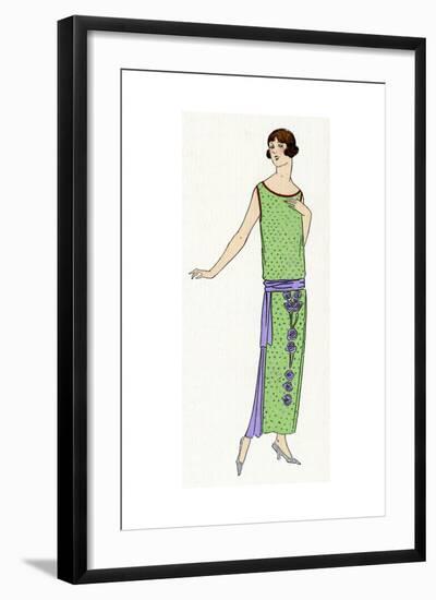 Young Lady in Green Afternoon Dress by Molyneux-null-Framed Giclee Print