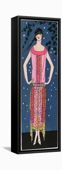 Young Lady in Salmon Pink Evening Dress by Beer-null-Framed Stretched Canvas