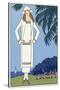 Young Lady in White Jersey Outfit by Molyneux-null-Stretched Canvas