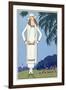 Young Lady in White Jersey Outfit by Molyneux-null-Framed Art Print