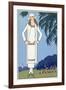 Young Lady in White Jersey Outfit by Molyneux-null-Framed Art Print