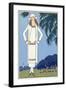 Young Lady in White Jersey Outfit by Molyneux-null-Framed Art Print