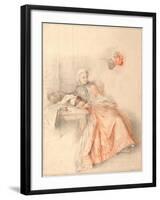 Young Lady Reading and a Page-Jacques-André Portail-Framed Giclee Print