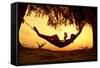 Young Lady Reading the Book in the Hammock on Tropical Beach at Sunset-Dudarev Mikhail-Framed Stretched Canvas