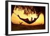 Young Lady Reading the Book in the Hammock on Tropical Beach at Sunset-Dudarev Mikhail-Framed Photographic Print